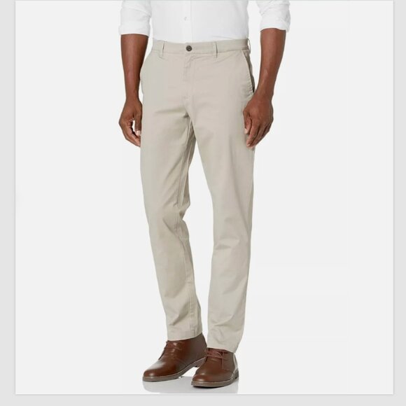GOODTHREADS Men's Athletic Fit Washed Comfort Stretch Chino Pants 36x32 - Khaki - Picture 1 of 4
